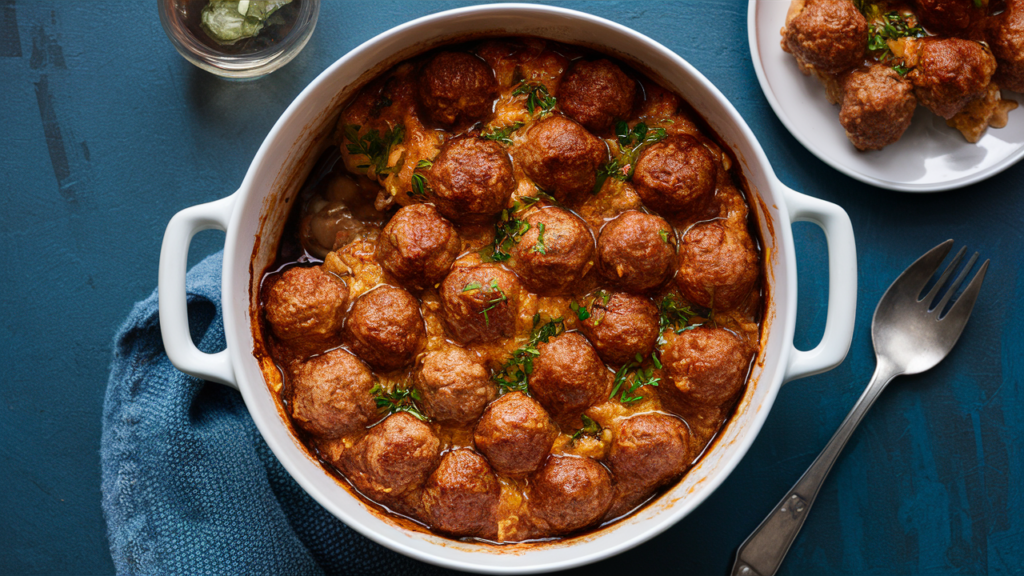 DUMP AND BAKE MEATBALL CASSEROLE