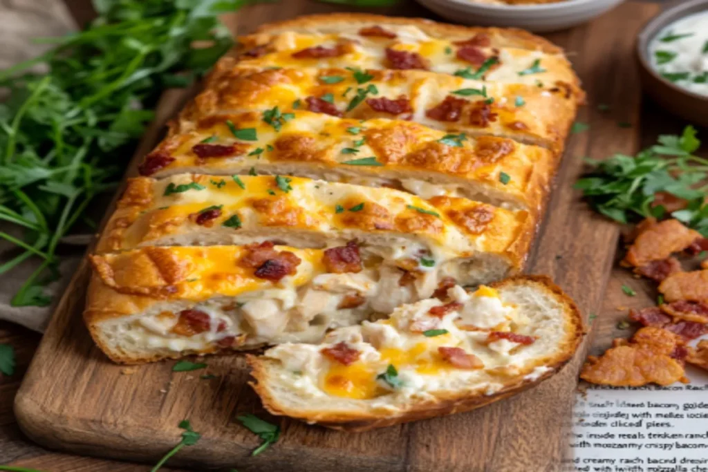 Beef Bacon Chicken Ranch Stuffed Bread