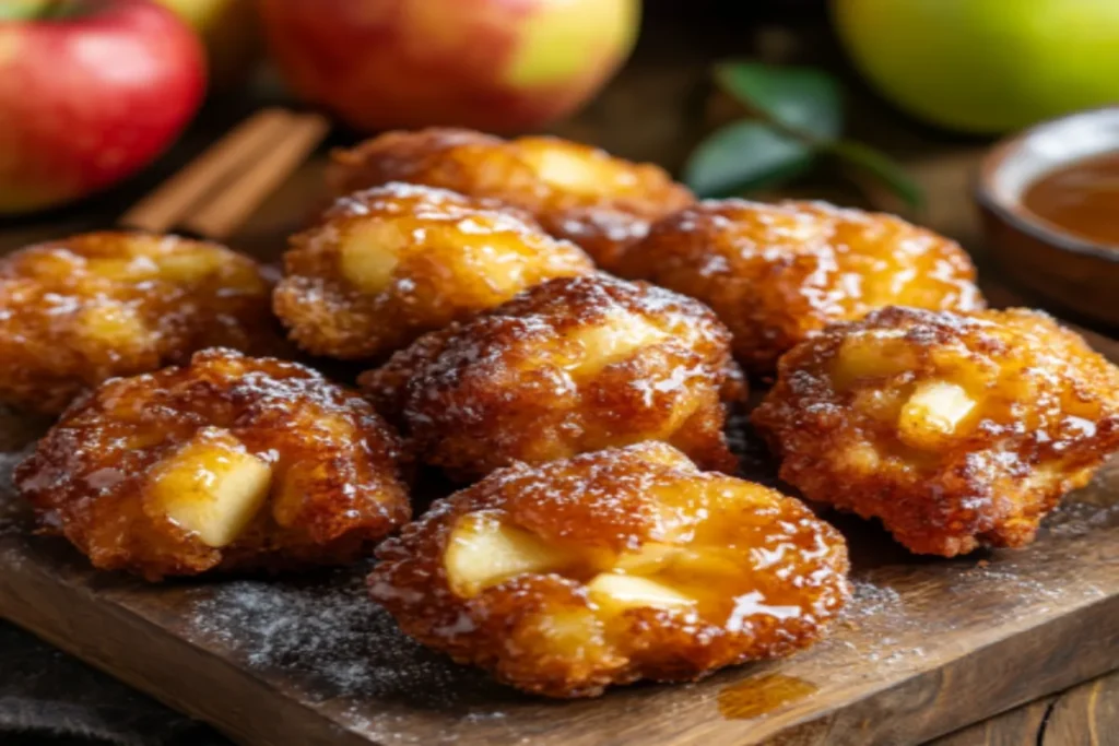 Homemade Apple Fritters Recipe with crispy fried dough and tender apple chunks